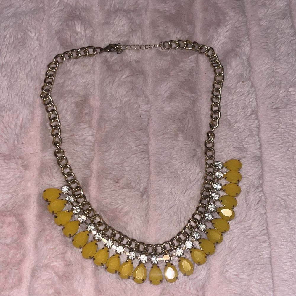 Yellow and Silver Statement Necklace